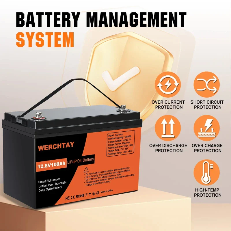 Акумулятор для ДБЖ Werchtay LiFePO4 12V 100Ah 1280Wh