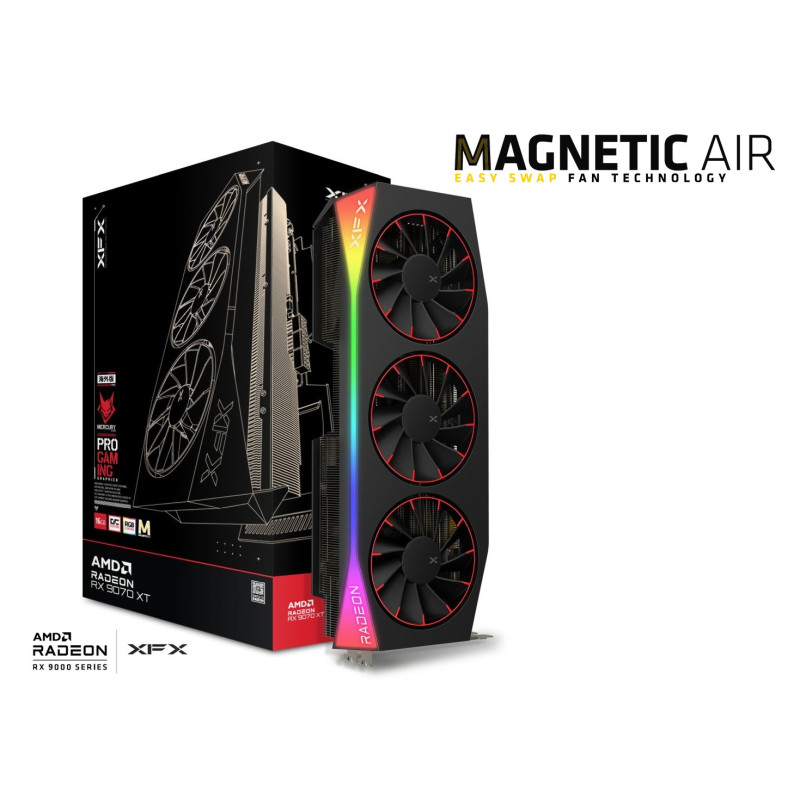 XFX Mercury AMD Radeon RX 9070XT OC Magnetic Air Edition with RGB (RX-97TMARGB9)