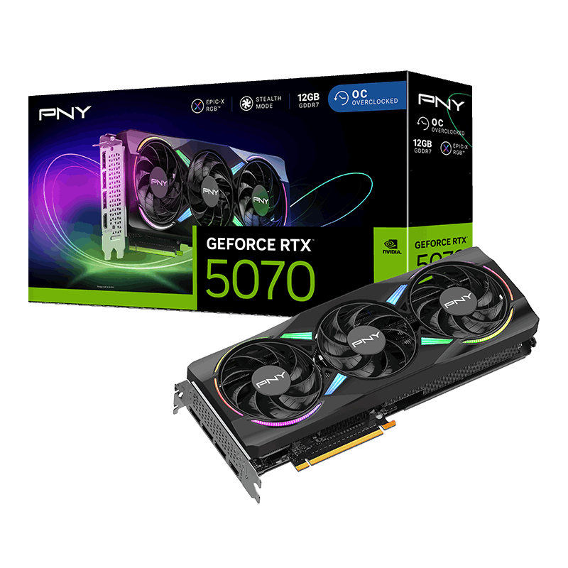 PNY GeForce RTX 5070 ARGB EPIC-X RGB Overclocked Triple Fan (VCG507012TFXXPB1-O)