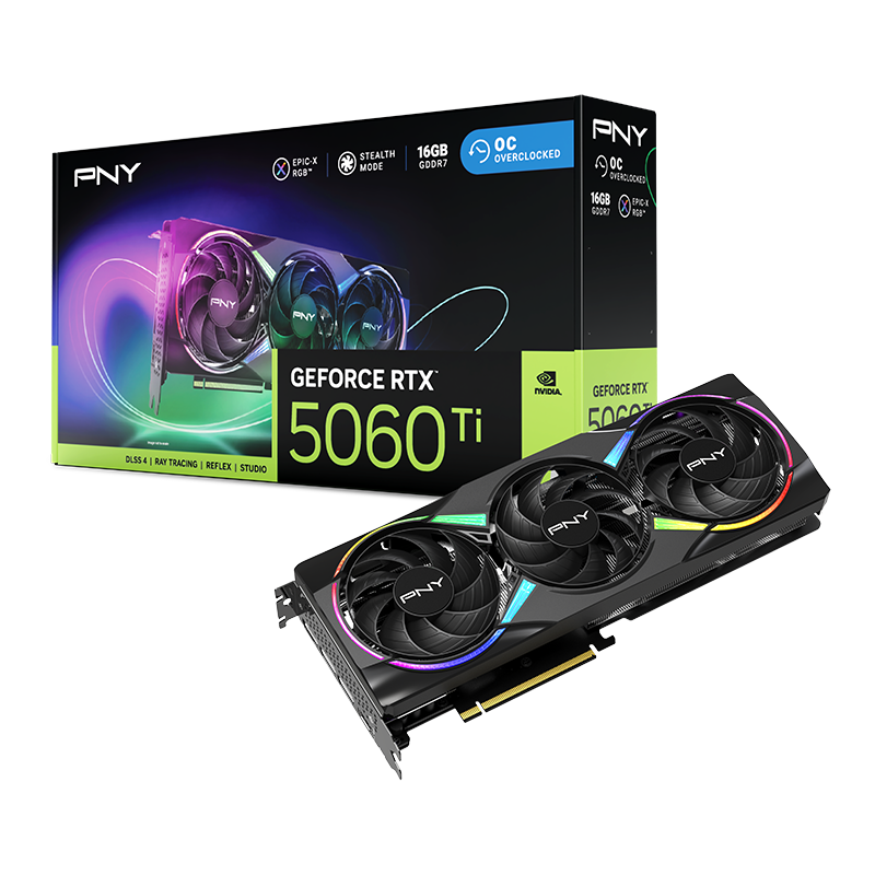 PNY GeForce RTX 5060 Ti ARGB EPIC-X RGB Overclocked Triple Fan (VCG5060T16TFXXPB1-O)