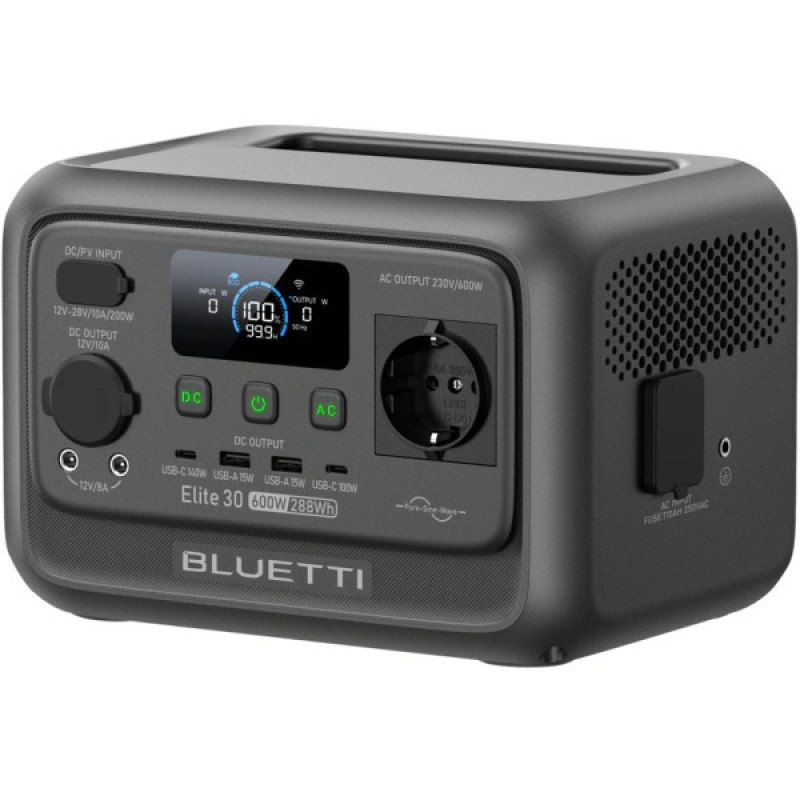 зарядна станція BLUETTI Elite 30 V2 600W 288Wh (P-EL30V2-EU-GY-BL-010)