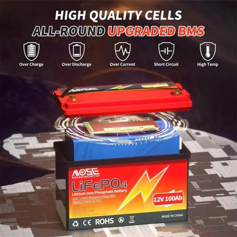 Акумулятор для ДБЖ/інвертора MOSEWORTH LiFePO4 12V 100Ah