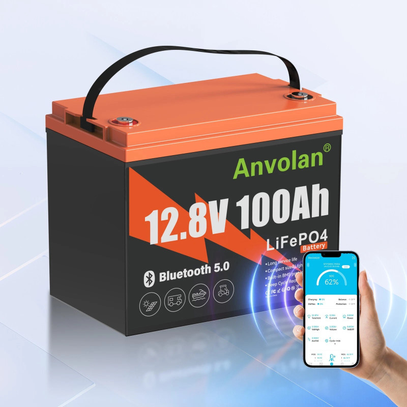 Акумулятор для ДБЖ/інвертора Anvolan LiFePO4 12V 100A Bluetooth