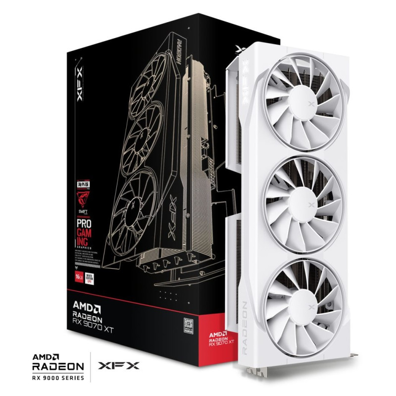 XFX Swift AMD Radeon RX 9070XT White Triple Fan Gaming Edition (RX-97TSWF3W9)