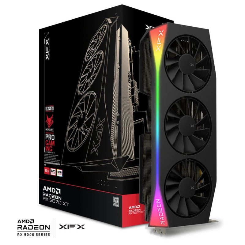 XFX Mercury AMD Radeon RX 9070XT OC Gaming Edition with RGB (RX-97TRGBBB9)