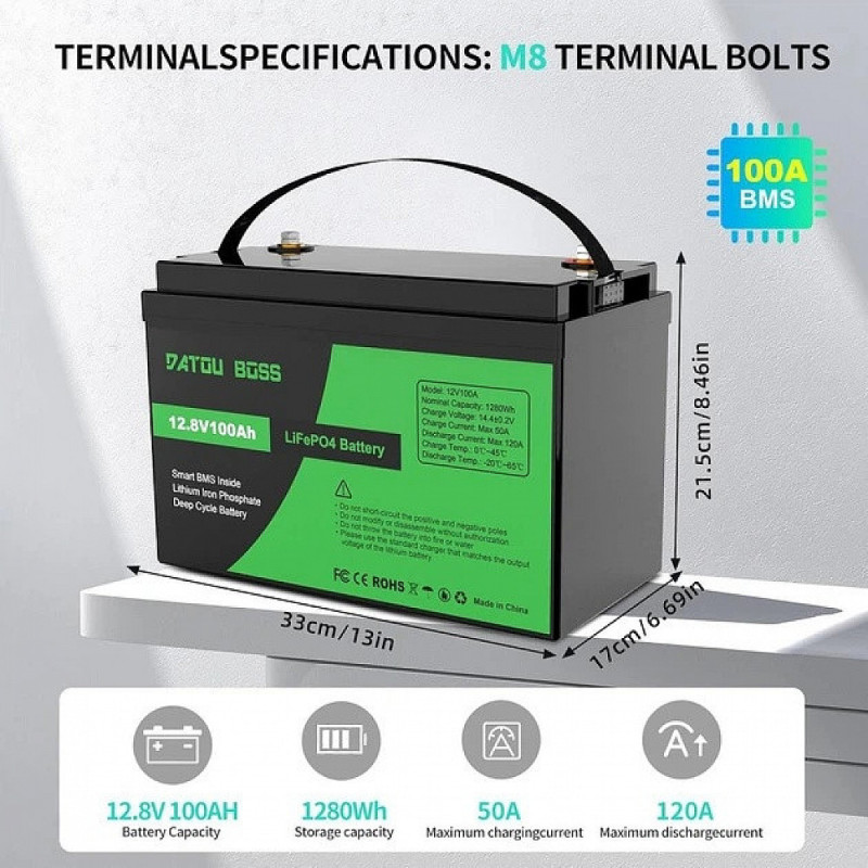 Акумулятор для ДБЖ/інвертора Datou Boss LiFePO4 12V 100Ah